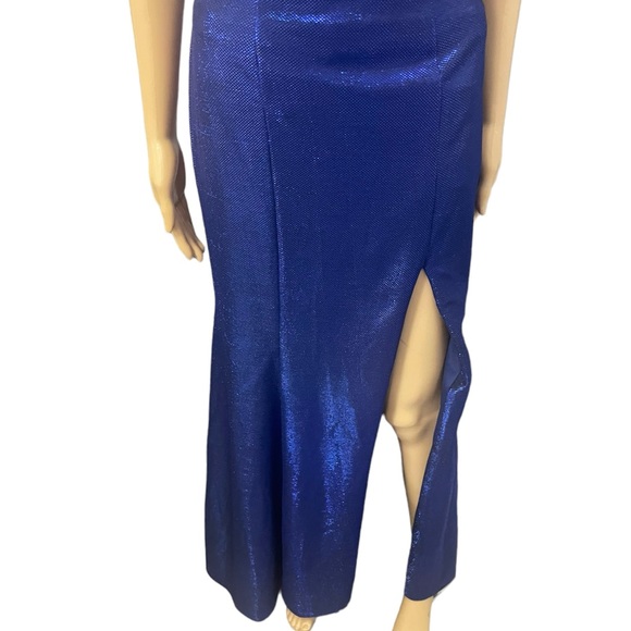 BOU BOU - METALLIC V NECK SLIT LONG GOWN - Picture 6 of 11